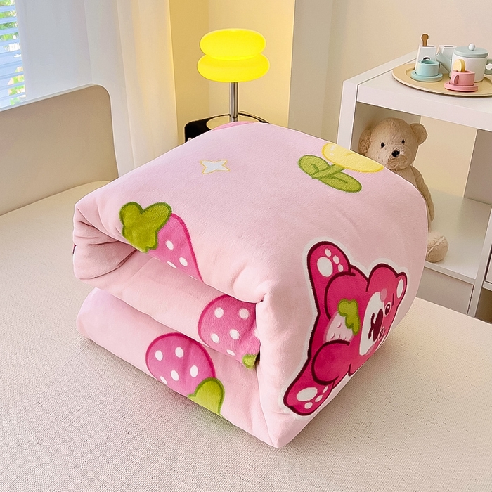 91家纺网 家纺一手货源 找家纺 鱼宝 2024新款牛奶绒可拆卸被套被芯 呆萌小熊