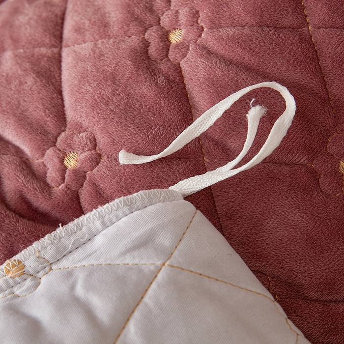 91家纺网 家纺一手货源 找家纺 罗艺轩 2024新款加厚宝宝绒夹棉床裙四件套-梦幻星辰 豆沙粉