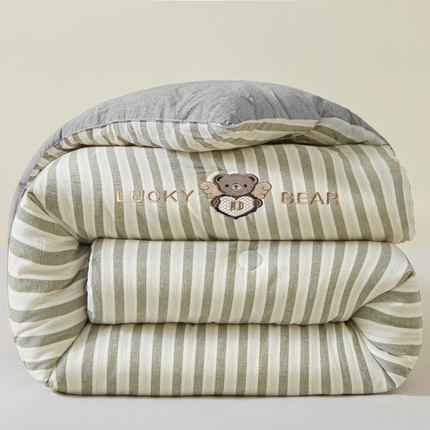 91家纺网 家纺一手货源 找家纺 一加一 2025新款彩纱色织全棉大豆被 天竺  咖