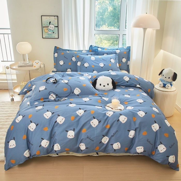 91家纺网 家纺一手货源 找家纺 蘭菲家纺 2024新款全棉小版卡通三丽鸥四件套 小金豆.灰