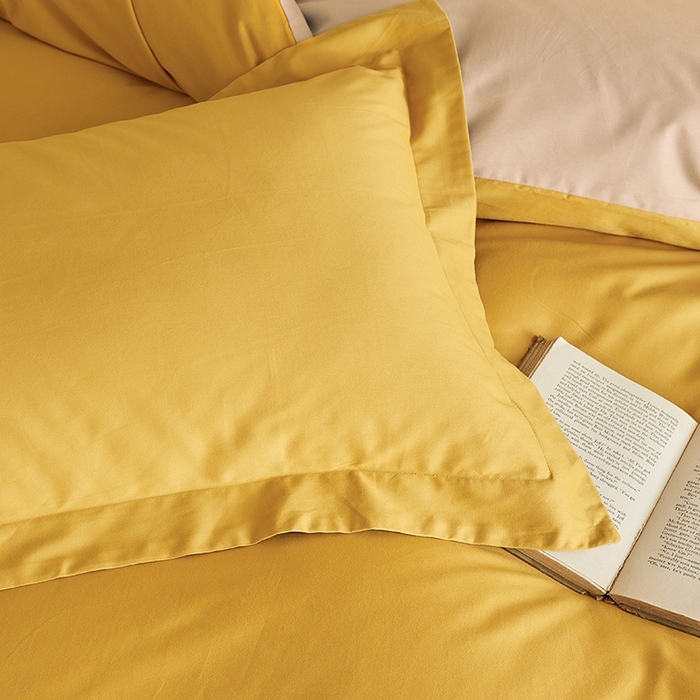 91家纺网 家纺一手货源 找家纺 秀色家纺 2025新款秋冬加厚保暖床上纯色四件套纯棉磨毛全棉床单被套三件套50支-瑞妮 瑞妮-落日黄+奶油