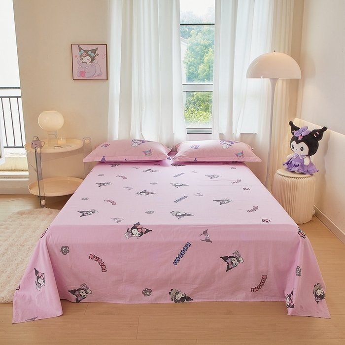 91家纺网 家纺一手货源 找家纺 蘭菲家纺 2024新款全棉小版卡通三丽鸥单被套 小甜酱.粉