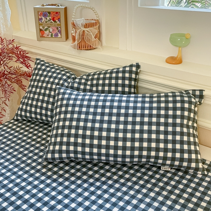 91家纺网 家纺一手货源 找家纺 义博家纺 2025新款全棉老粗布床单 天蓝格