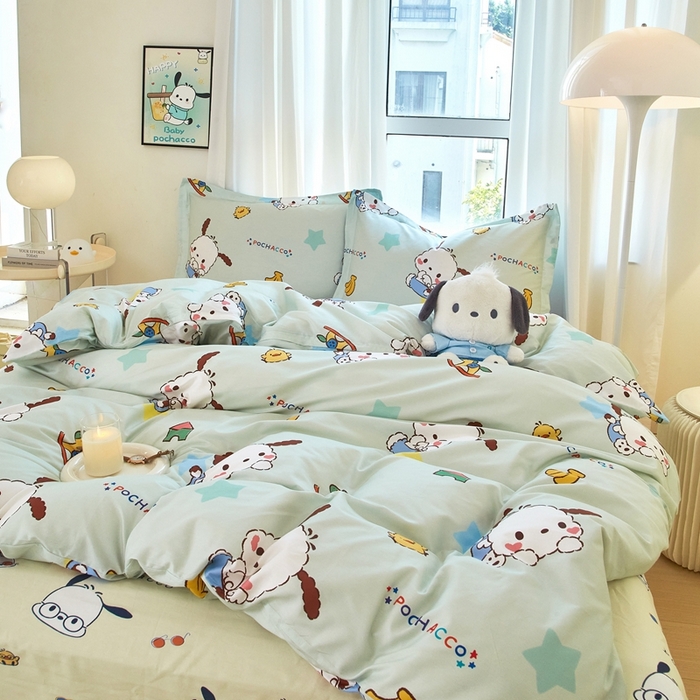 91家纺网 家纺一手货源 找家纺 蘭菲家纺 2024新款全棉小版卡通三丽鸥四件套 水果派