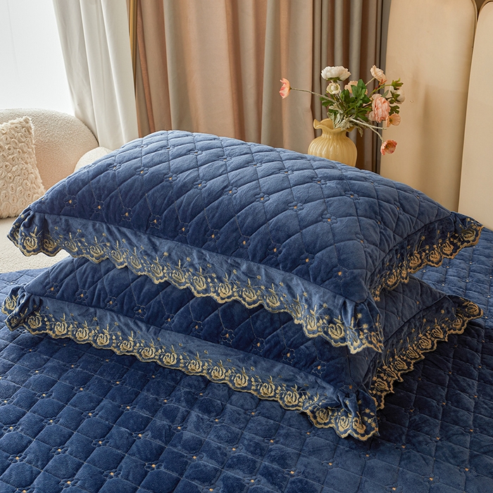 91家纺网 家纺一手货源 找家纺 罗艺轩 2024新款加厚宝宝绒夹棉床裙四件套-梦幻星辰 宝石蓝