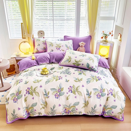 91家纺网 家纺一手货源 找家纺 （总）2024新款全棉加牛奶绒四件套单被套系列-四件套