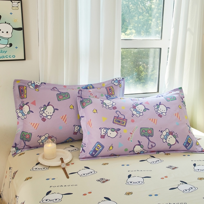 91家纺网 家纺一手货源 找家纺 蘭菲家纺 2024新款全棉小版卡通三丽鸥单被套 演唱会.紫