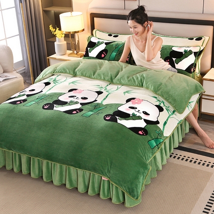 91家纺网 家纺一手货源 找家纺 （总）莱凯家纺 2025新款牛奶绒四件套保暖加厚金貂绒套件