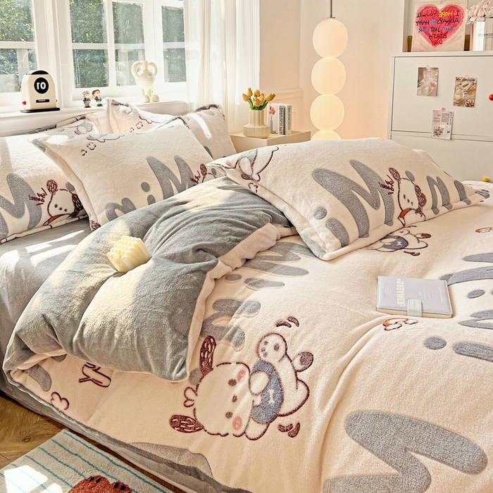 91家纺网 家纺一手货源 找家纺 韩巢家纺 2024新款加厚雪花绒牛奶绒珊瑚绒四件套-新品（提供卖家秀） 米菲