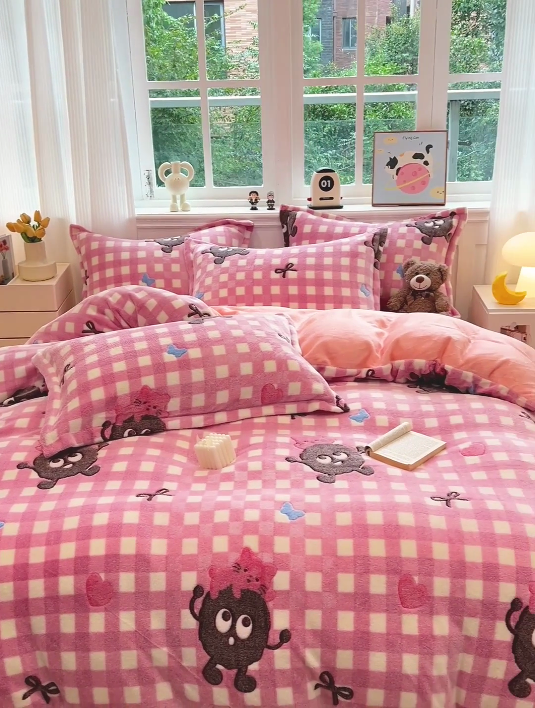 91家纺网 家纺一手货源 找家纺 韩巢家纺 2024新款加厚雪花绒牛奶绒珊瑚绒四件套-新品（提供卖家秀） 煤小球（粉）