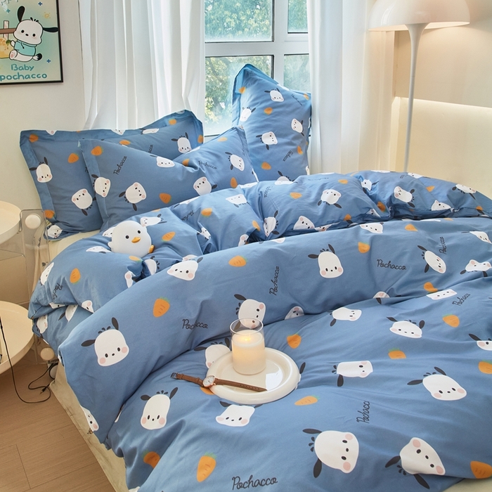 91家纺网 家纺一手货源 找家纺 蘭菲家纺 2024新款全棉小版卡通三丽鸥四件套 小金豆.灰