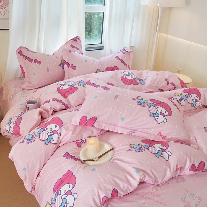 91家纺网 家纺一手货源 找家纺 蘭菲家纺 2024新款全棉小版卡通三丽鸥四件套 美食家