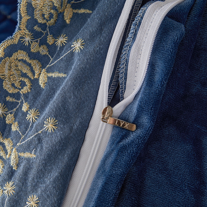 91家纺网 家纺一手货源 找家纺 罗艺轩 2024新款加厚宝宝绒夹棉床裙四件套-梦幻星辰 宝石蓝