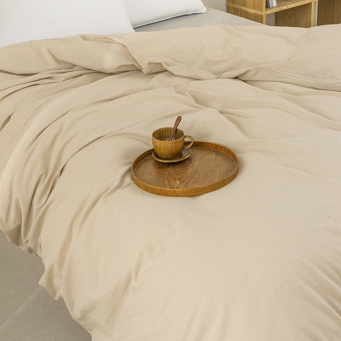 91家纺网 家纺一手货源 找家纺 呦呦南宋 纽扣款单被套A类纯棉  母婴级色织水洗棉 单件纯色被罩 无印风全棉单品被套 咖色