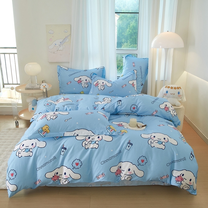 91家纺网 家纺一手货源 找家纺 蘭菲家纺 2024新款全棉小版卡通三丽鸥四件套 小团子