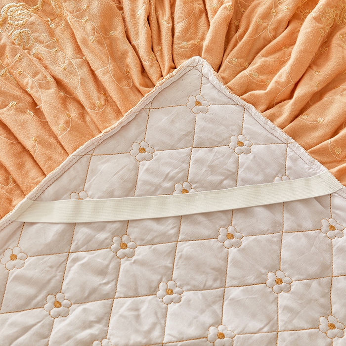 91家纺网 家纺一手货源 找家纺 罗艺轩 2024新款加厚宝宝绒夹棉床裙三件套-梦幻星辰 香槟金