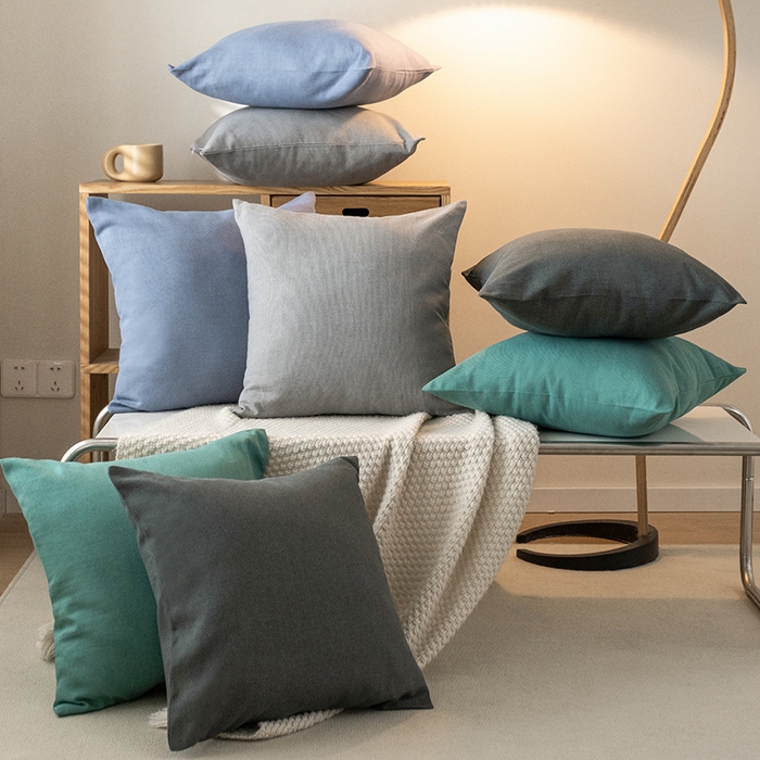 91家纺网 家纺一手货源 找家纺 （总）呦呦南宋 2024新款老粗布抱枕套纯色抱枕套粗布纹理感高级感隐形拉链可拆卸加厚靠垫套