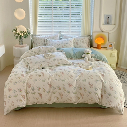 91家纺网 家纺一手货源 找家纺 星期三家纺 2024新款13372铂金全棉四件套（加老板微信有会员价）（10月新款）（加老板微信有会员价） 悠然-绿