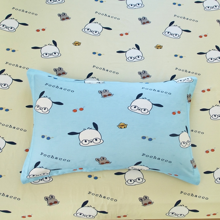 91家纺网 家纺一手货源 找家纺 蘭菲家纺 2024新款全棉小版卡通三丽鸥单被套 眼睛狗.蓝