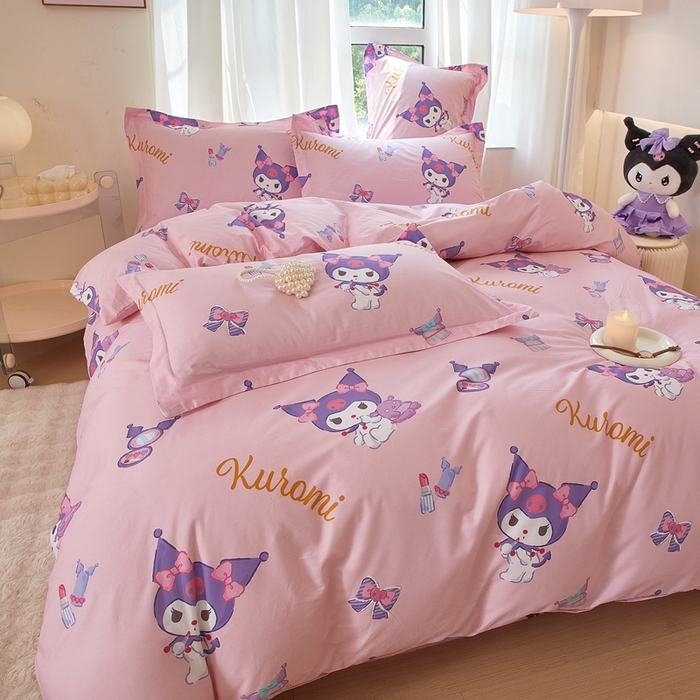 91家纺网 家纺一手货源 找家纺 蘭菲家纺 2024新款全棉小版卡通三丽鸥四件套 小甜酱.粉