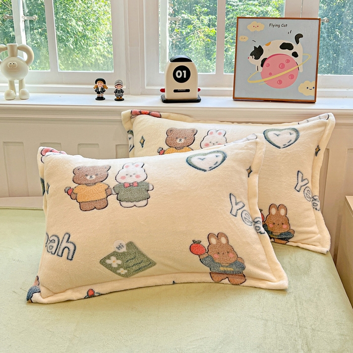 91家纺网 家纺一手货源 找家纺 韩巢家纺 2024新款加厚雪花绒牛奶绒珊瑚绒四件套-新品（提供卖家秀） 快乐心情