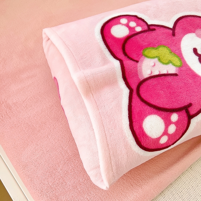 91家纺网 家纺一手货源 找家纺 鱼宝 2024新款牛奶绒可拆卸被套被芯 呆萌小熊