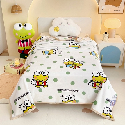 91家纺网 家纺一手货源 找家纺 花满路 2024新款亲肤舒适三丽鸥毛毯 大眼蛙