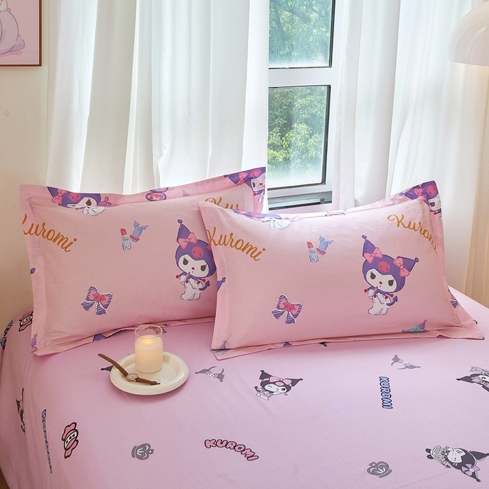 91家纺网 家纺一手货源 找家纺 蘭菲家纺 2024新款全棉小版卡通三丽鸥单被套 小甜酱.粉