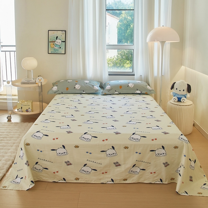 91家纺网 家纺一手货源 找家纺 蘭菲家纺 2024新款全棉小版卡通三丽鸥单被套 小金豆.绿