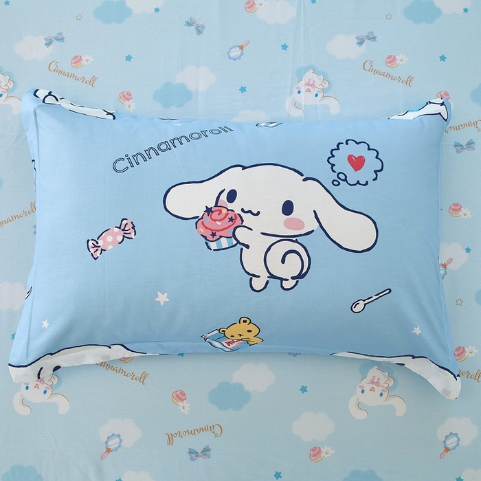 91家纺网 家纺一手货源 找家纺 蘭菲家纺 2024新款全棉小版卡通三丽鸥单被套 小团子