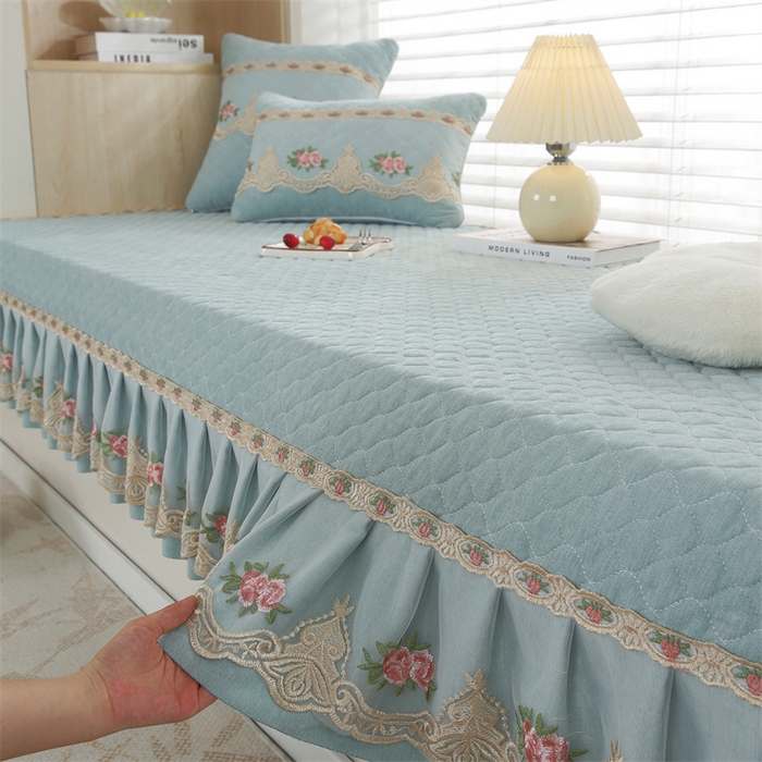 91家纺网 家纺一手货源 找家纺 共鸣沙发垫 2024新款四季雪尼尔飘窗垫-慕恋 慕恋浅绿