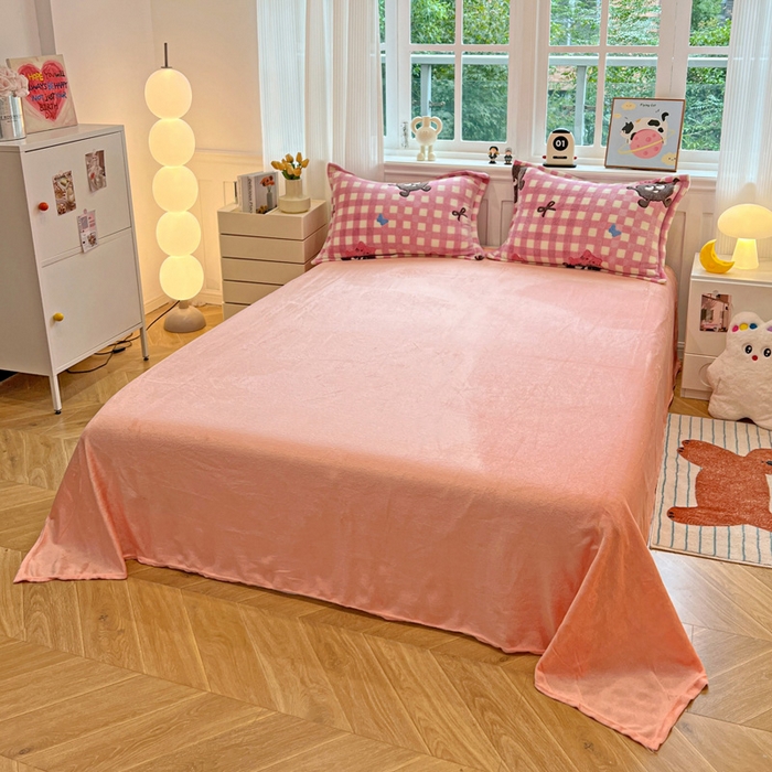 91家纺网 家纺一手货源 找家纺 韩巢家纺 2024新款加厚雪花绒牛奶绒珊瑚绒单件被套-新品（提供卖家秀 ） 煤小球（粉）