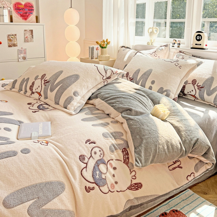 91家纺网 家纺一手货源 找家纺 韩巢家纺 2024新款加厚雪花绒牛奶绒珊瑚绒四件套-新品（提供卖家秀） 米菲