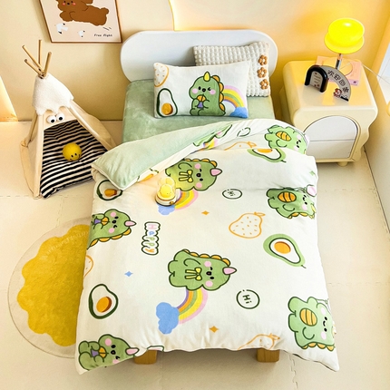 91家纺网 家纺一手货源 找家纺 （总）鱼宝 2024新款小版牛奶绒婴童套件