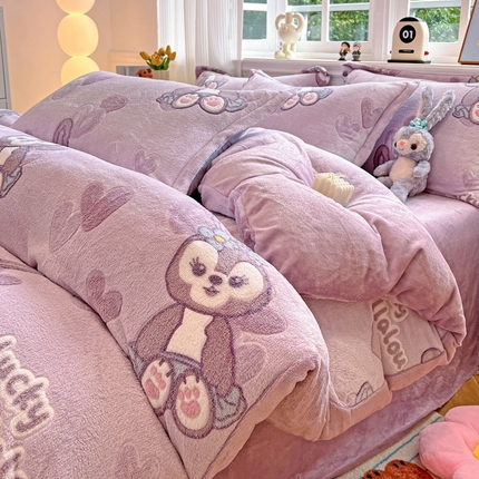 韩巢家纺 2024新款加厚雪花绒牛奶绒珊瑚绒四件套-新品（提供卖家秀） 幸运兔