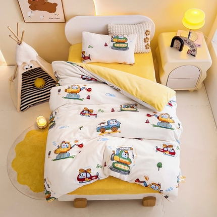 91家纺网 家纺一手货源 找家纺 （总）鱼宝 2024新款小版牛奶绒婴童套件