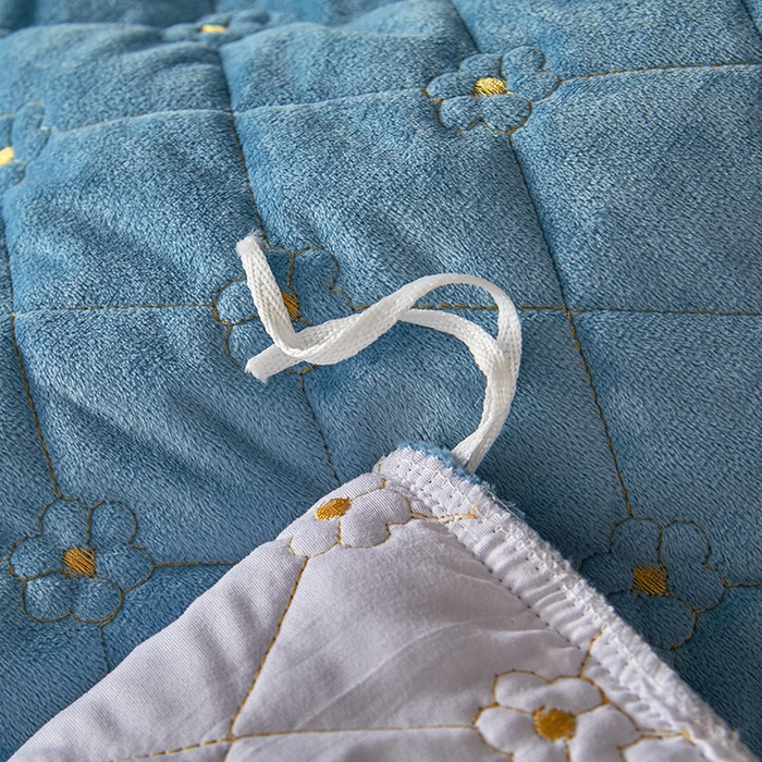 91家纺网 家纺一手货源 找家纺 罗艺轩 2024新款加厚宝宝绒夹棉床裙三件套-梦幻星辰 绅士蓝