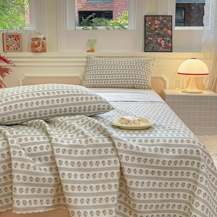 91家纺网 家纺一手货源 找家纺 义博家纺 2025新款全棉老粗布床单 陌微