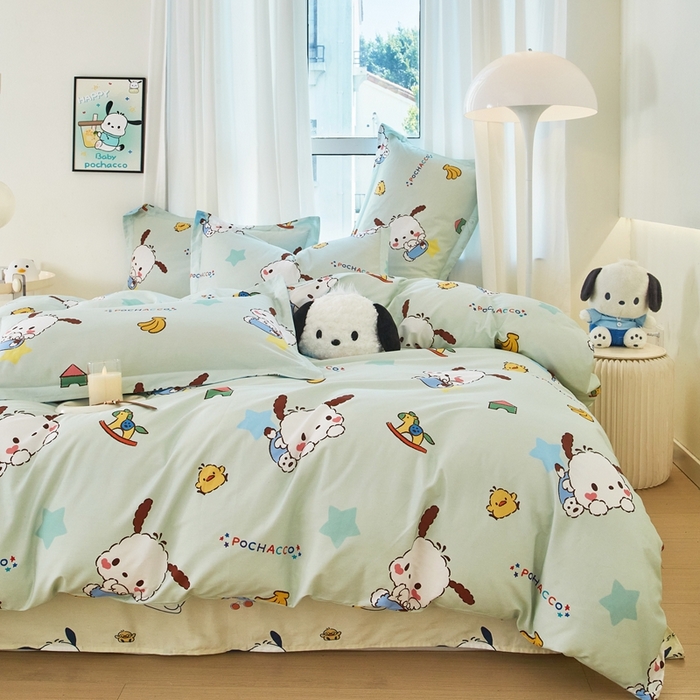 91家纺网 家纺一手货源 找家纺 蘭菲家纺 2024新款全棉小版卡通三丽鸥四件套 水果派