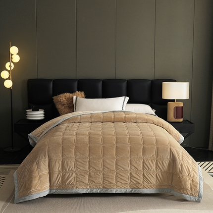 网客家纺 2024新款婴儿绒三层夹棉加厚毛毯 燕麦拿铁