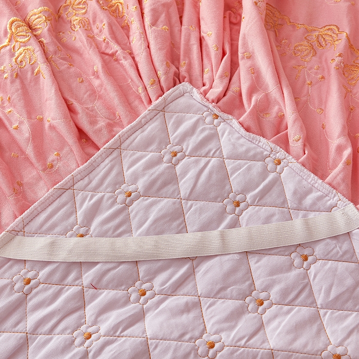 91家纺网 家纺一手货源 找家纺 罗艺轩 2024新款加厚宝宝绒夹棉床裙四件套-梦幻星辰 樱花粉