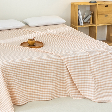 91家纺网 家纺一手货源 找家纺 总【呦呦南宋】水洗棉床单A类母婴级纯棉 单件无印风单双人格子全棉纯色单品床单