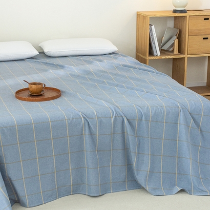 91家纺网 家纺一手货源 找家纺 总【呦呦南宋】水洗棉床单A类母婴级纯棉 单件无印风单双人格子全棉纯色单品床单