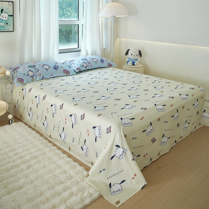 91家纺网 家纺一手货源 找家纺 蘭菲家纺 2024新款全棉小版卡通三丽鸥四件套 演唱会.蓝