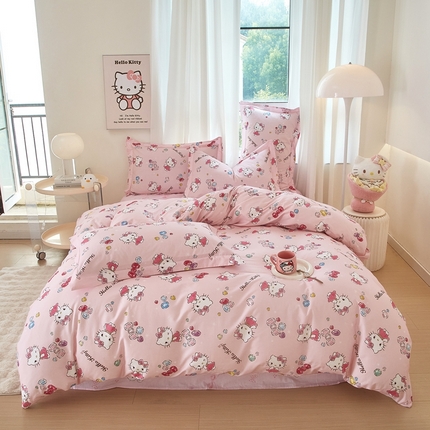 91家纺网 家纺一手货源 找家纺 蘭菲家纺 2024新款全棉小版卡通三丽鸥四件套 小甜心