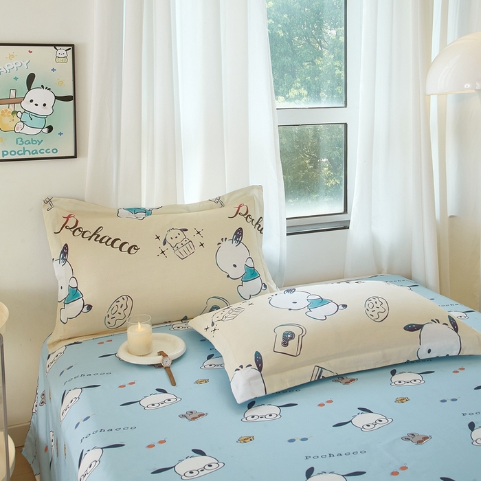 91家纺网 家纺一手货源 找家纺 蘭菲家纺 2024新款全棉小版卡通三丽鸥单被套 俏皮狗