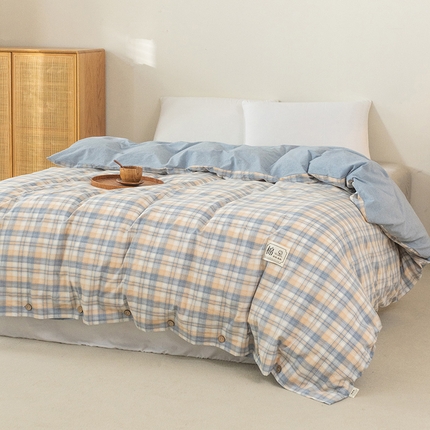 91家纺网 家纺一手货源 找家纺 （总）呦呦南宋 纽扣款单被套A类纯棉  母婴级色织水洗棉 单件纯色被罩 无印风全棉单品被套