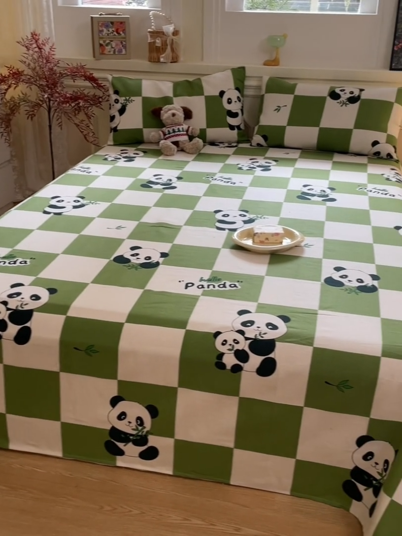 91家纺网 家纺一手货源 找家纺 义博家纺 2025新款全棉老粗布床单 呆萌熊宝