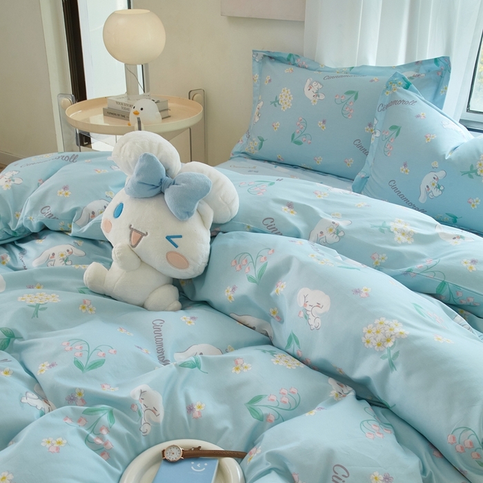 91家纺网 家纺一手货源 找家纺 蘭菲家纺 2024新款全棉小版卡通三丽鸥四件套 小清新