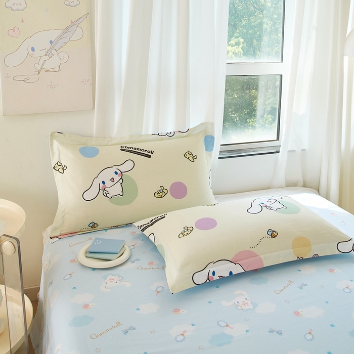 91家纺网 家纺一手货源 找家纺 蘭菲家纺 2024新款全棉小版卡通三丽鸥单被套 开心狗
